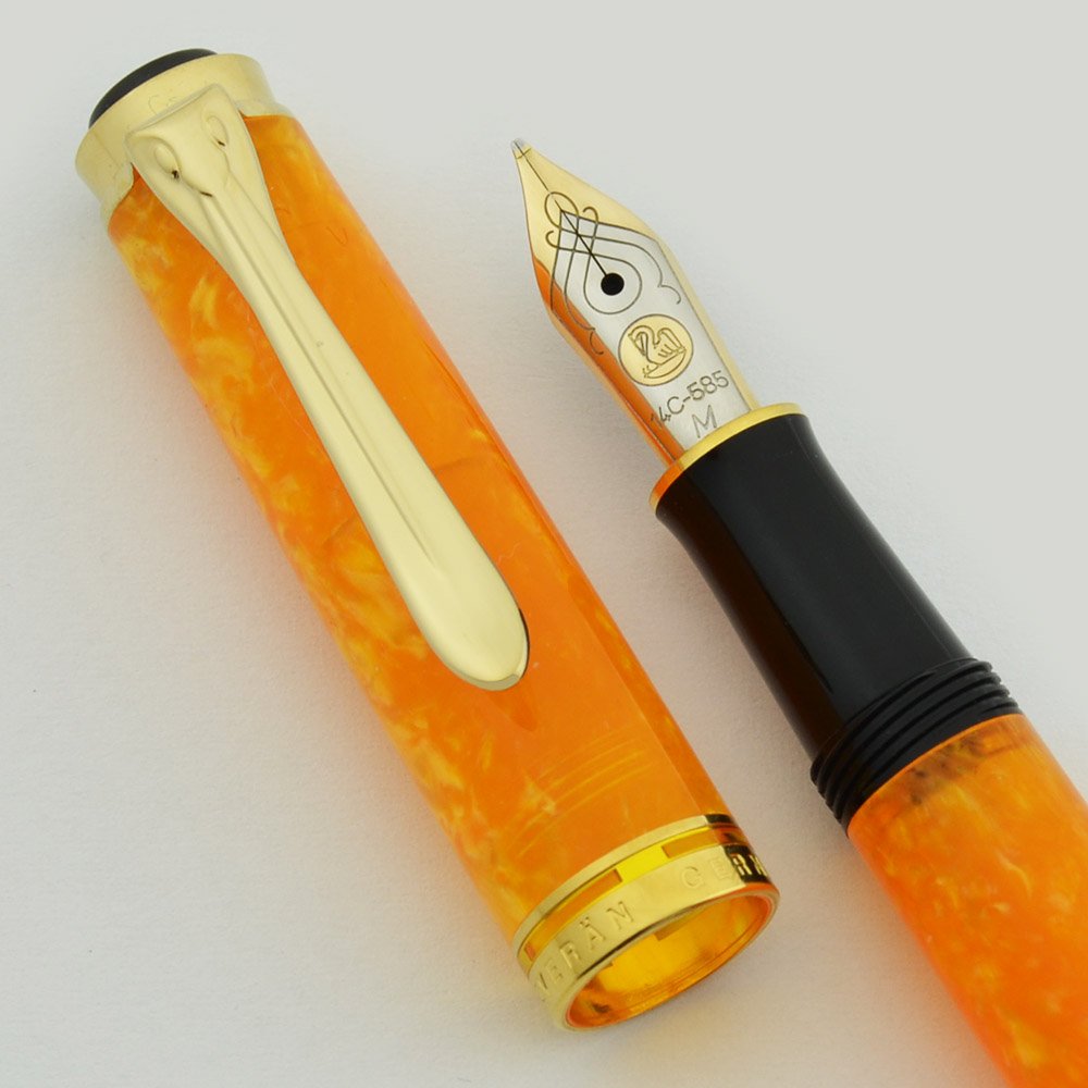 Pelikan M320 Souveran Fountain Pen - Orange, Small, Medium 14k Nib